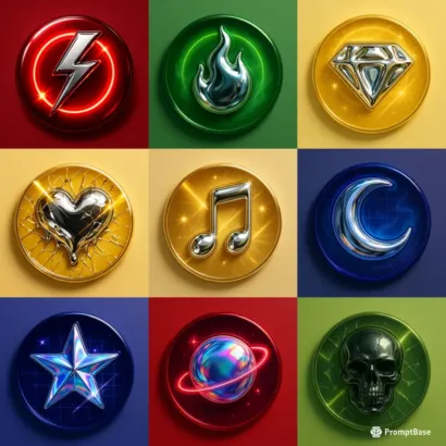 Neon Chrome Mashup Thumbnail Icons