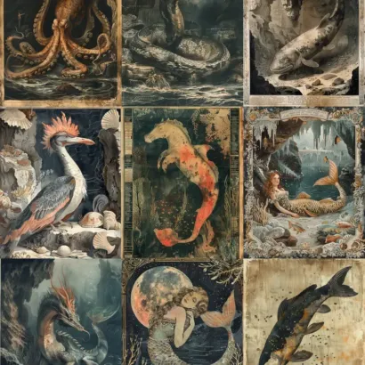 Antique Illustrations Myths Of The Deep Antique Illustrations Myths Of The Deep midjourney prompt mini thumbnail