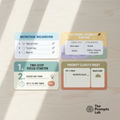 ADHD Productivity Kickstart – 4 Free Prompts (Starter Pack)