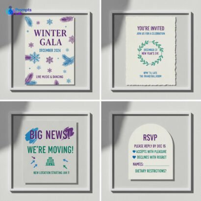 Festive Event Flyers & Invites – 4 Free High-Value Prompts