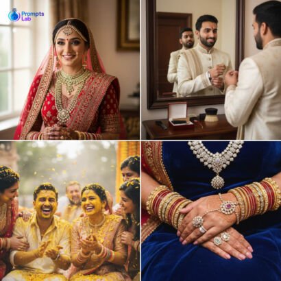 Indian Wedding Beauty Retouch Pack – Premium (25 High-Value Prompts)