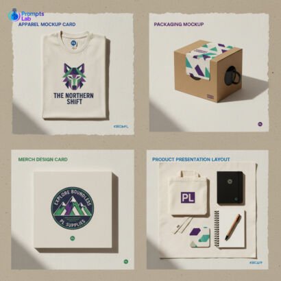 Mockups & Merch Designs – 4 Free High-Value Prompts